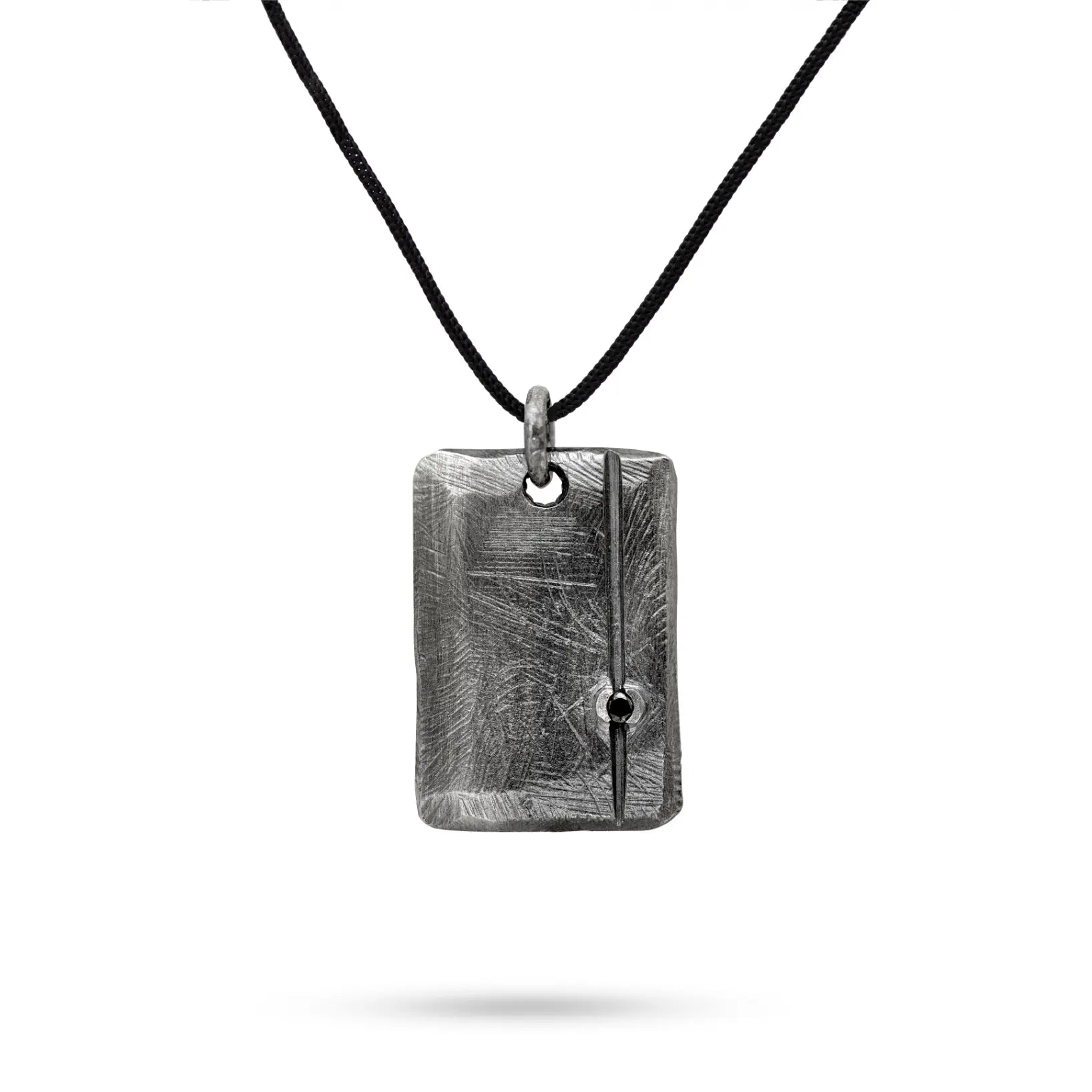 Black Diamond Tag Necklace Personalized with Black Cord
