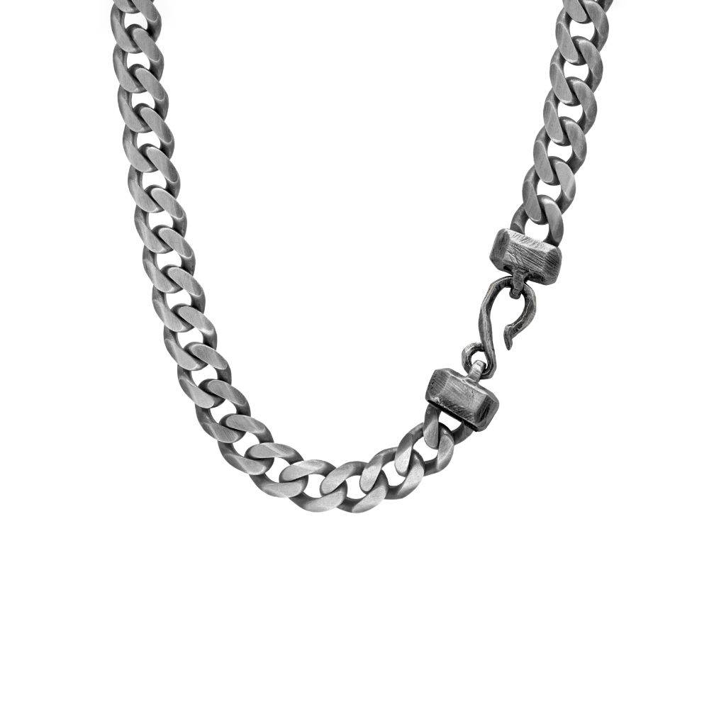 Cuban Chain Necklace Oxidized Silver for Men