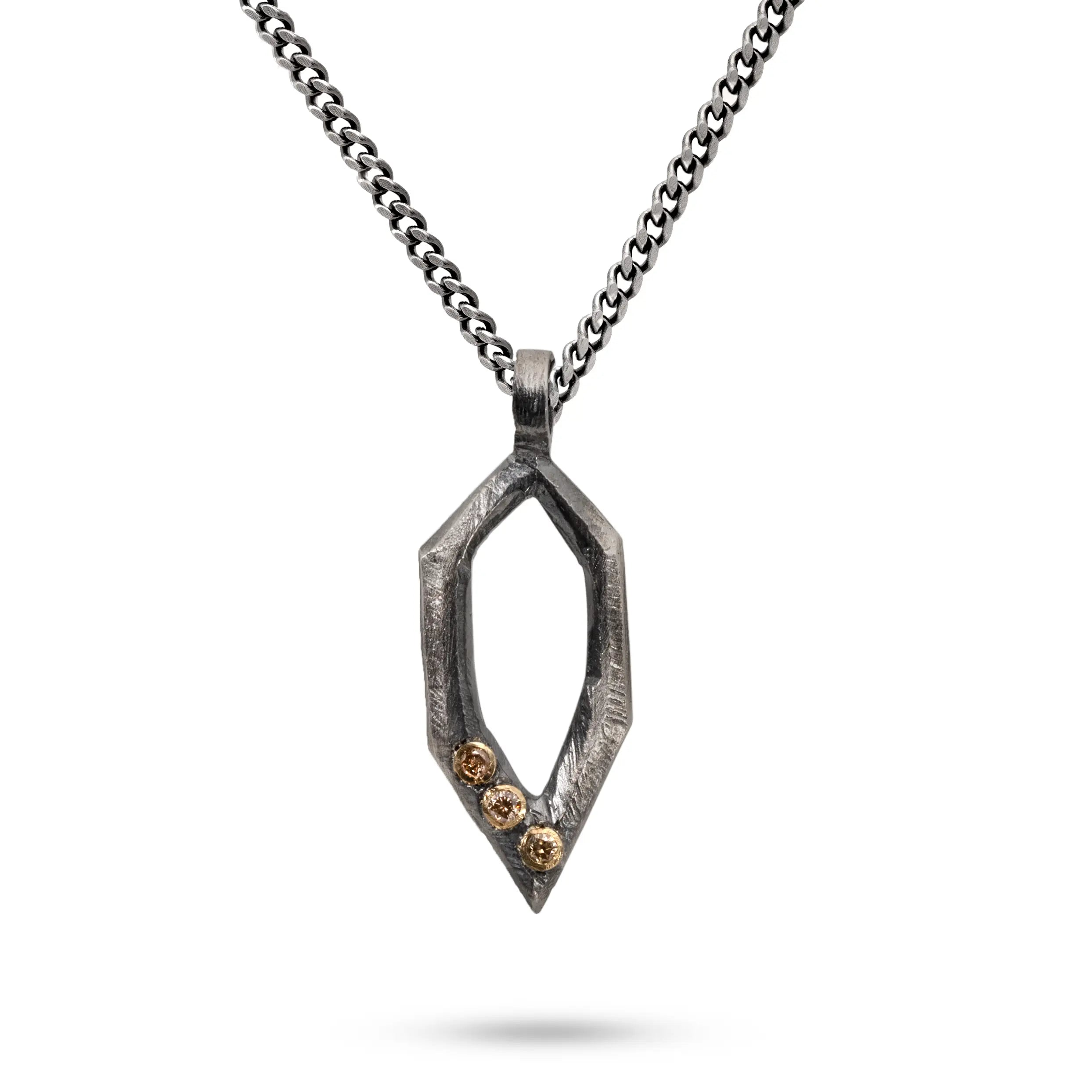 Brown Diamond Necklace Silver and 14K Gold