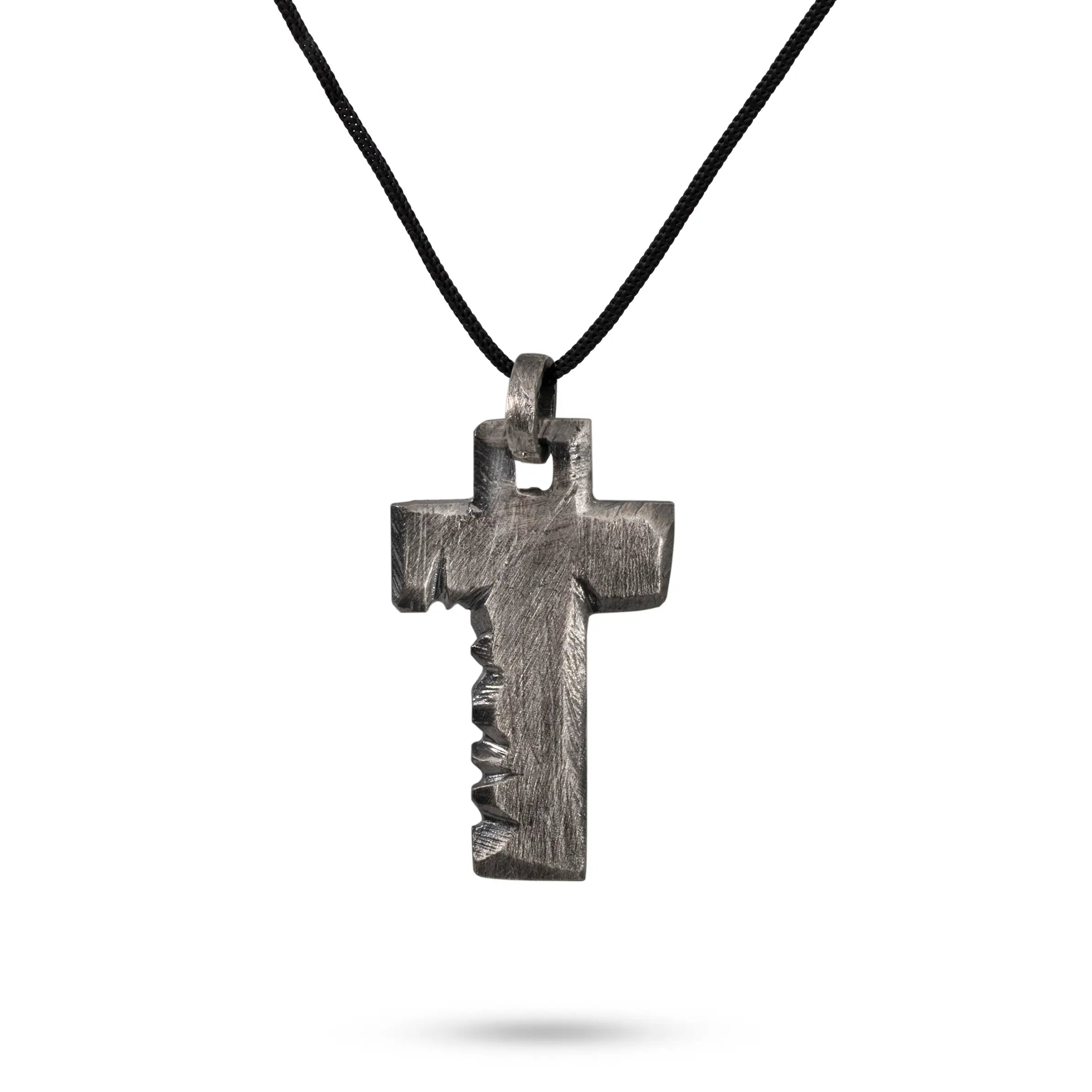 Cross Necklace Oxidized Sterling Silver 925