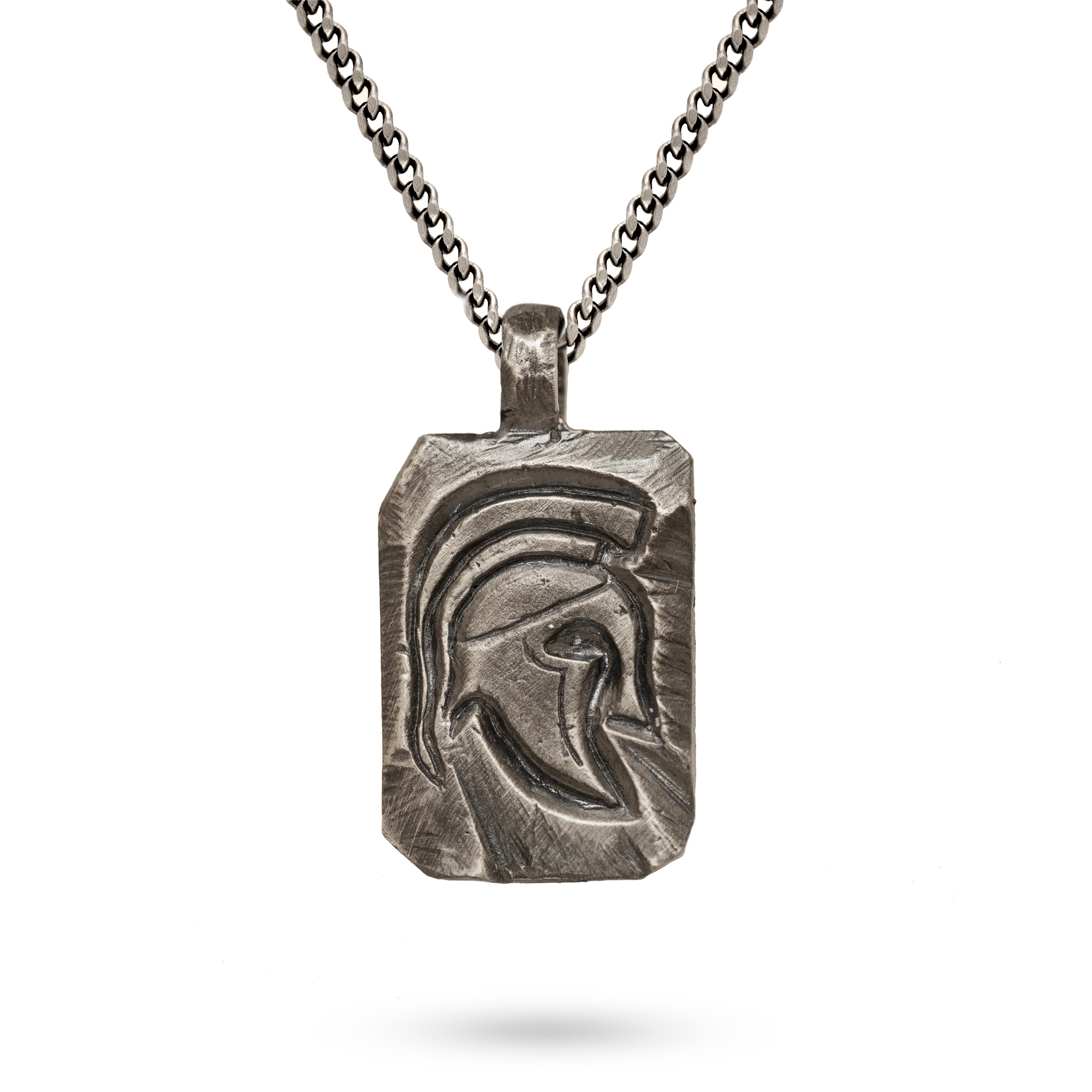Spartan Helmet Necklace Oxidized Silver 925