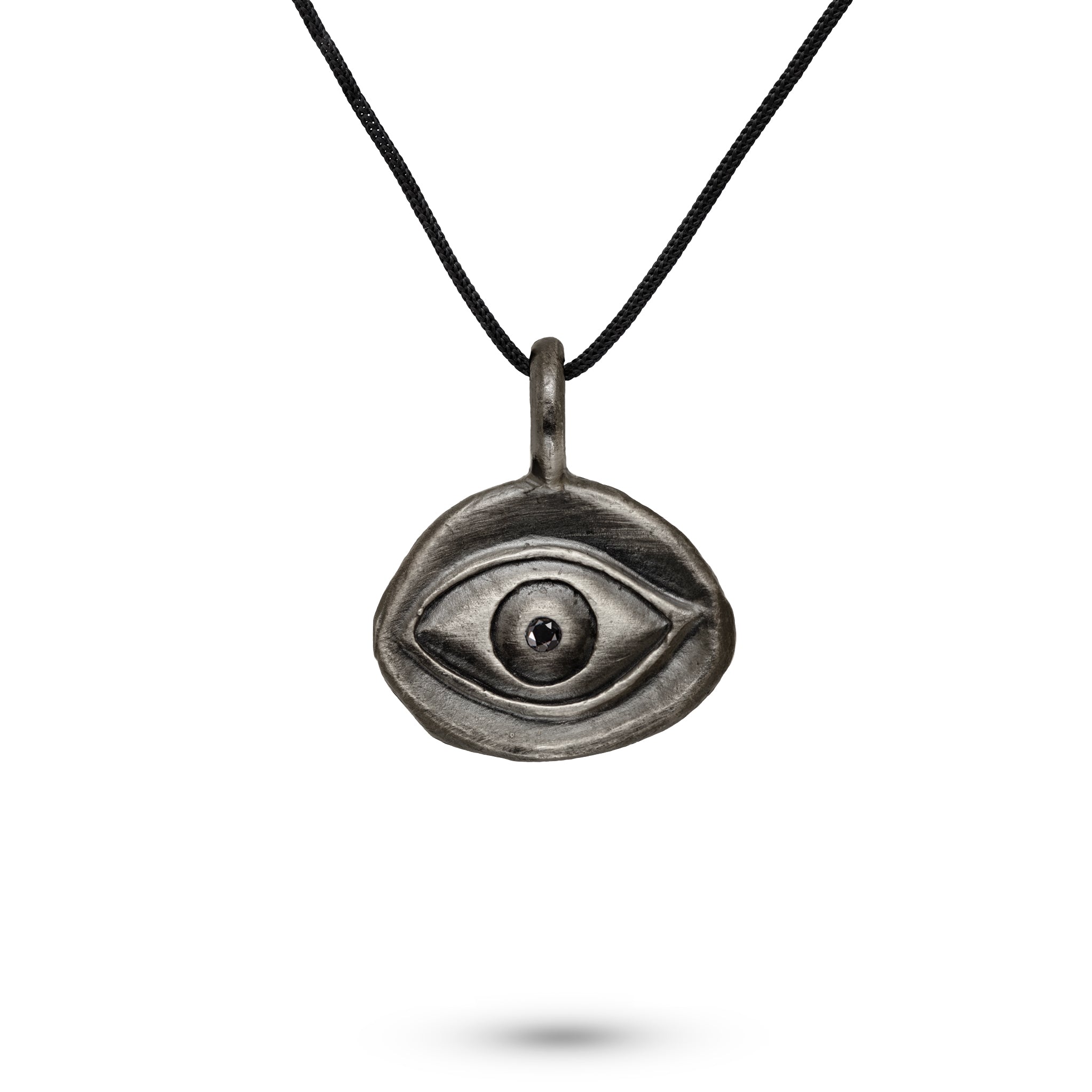 Evil Eye Pendant Oxidized Silver Black Diamond