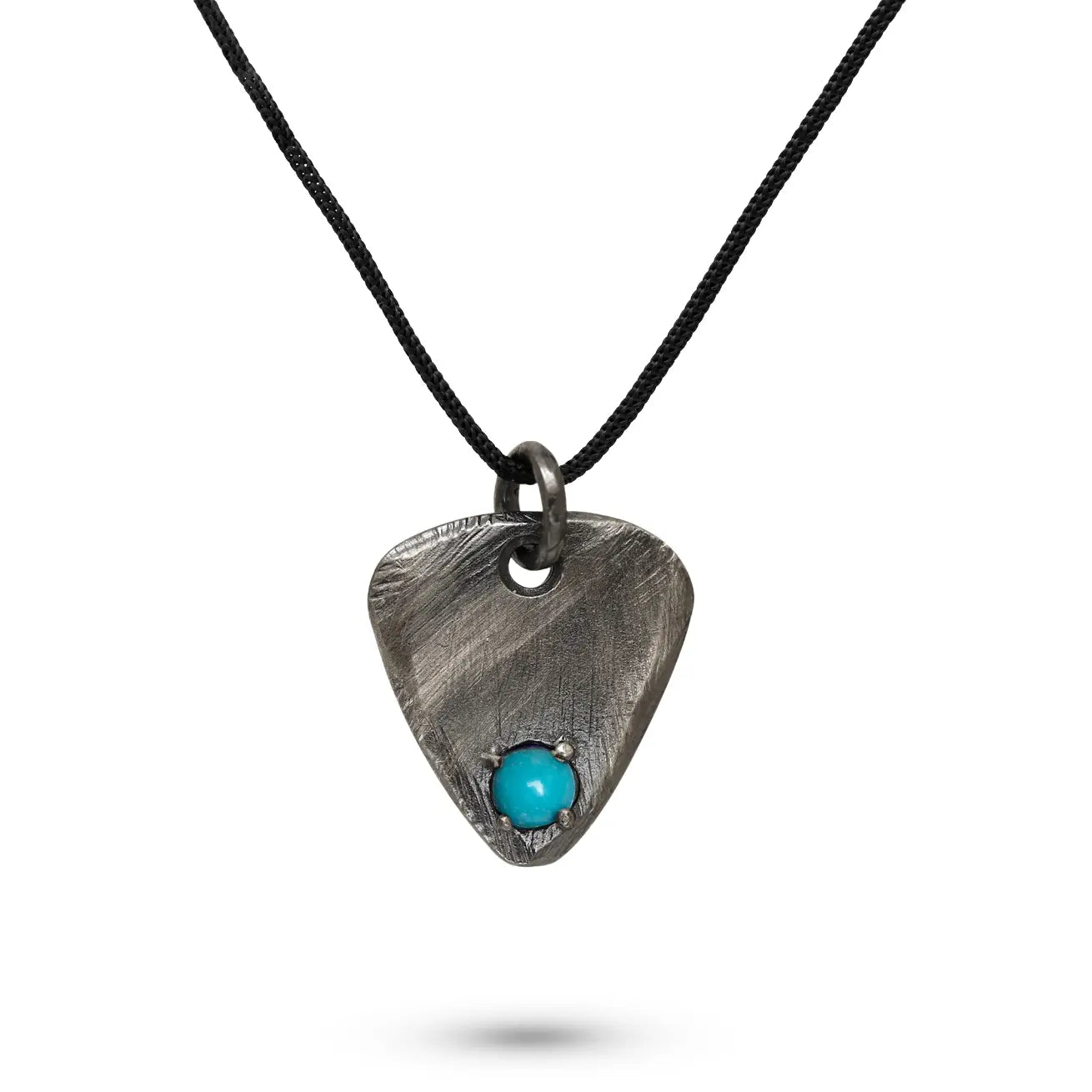 Guitar Pick Turquoise Necklace Oxidized Silver