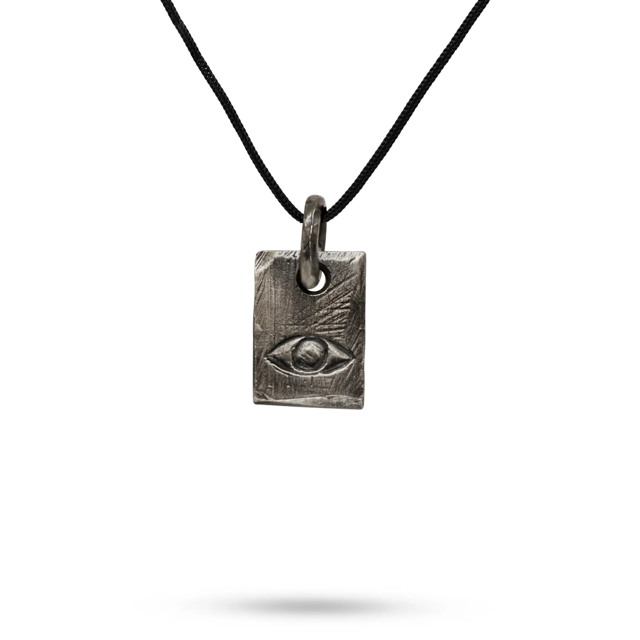 Small Evil Eye Necklace Oxidized Silver 925