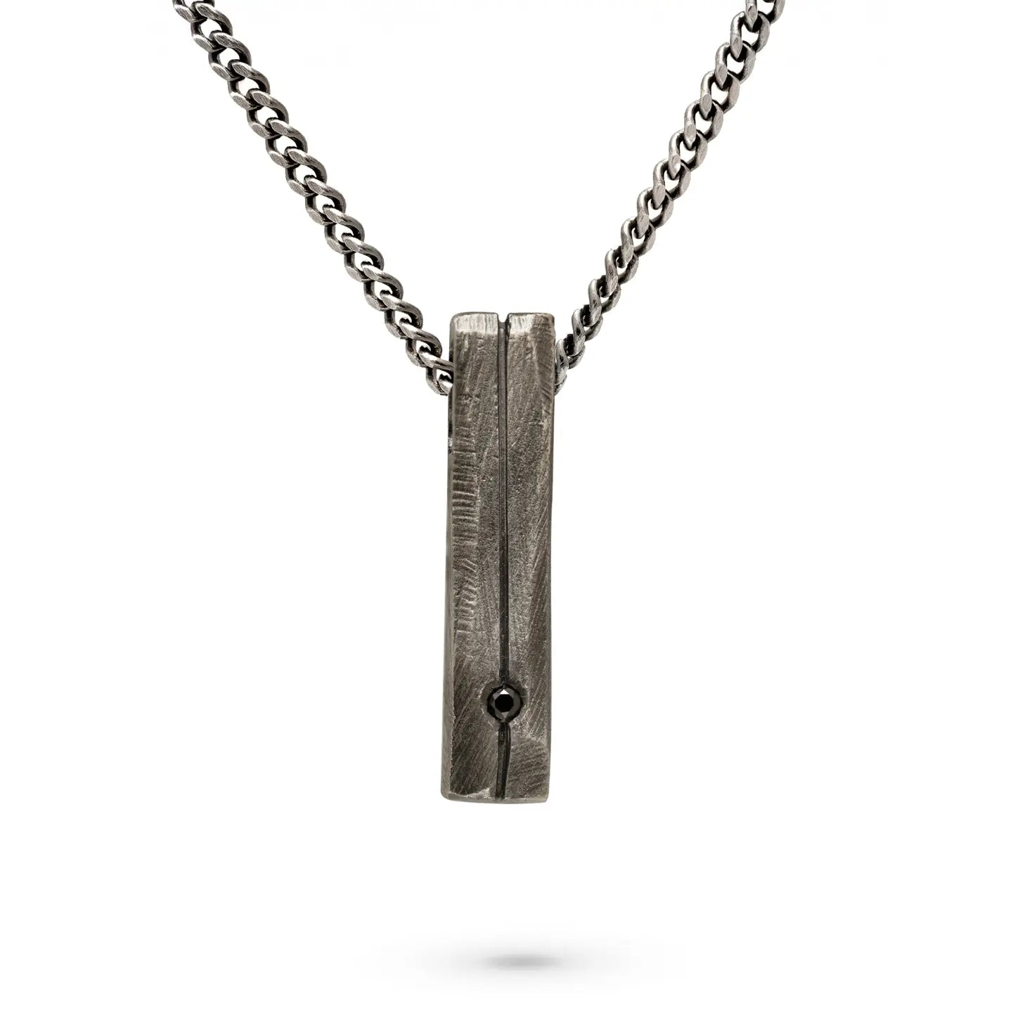 Bar Necklace Oxidized Silver 925 Black Diamond
