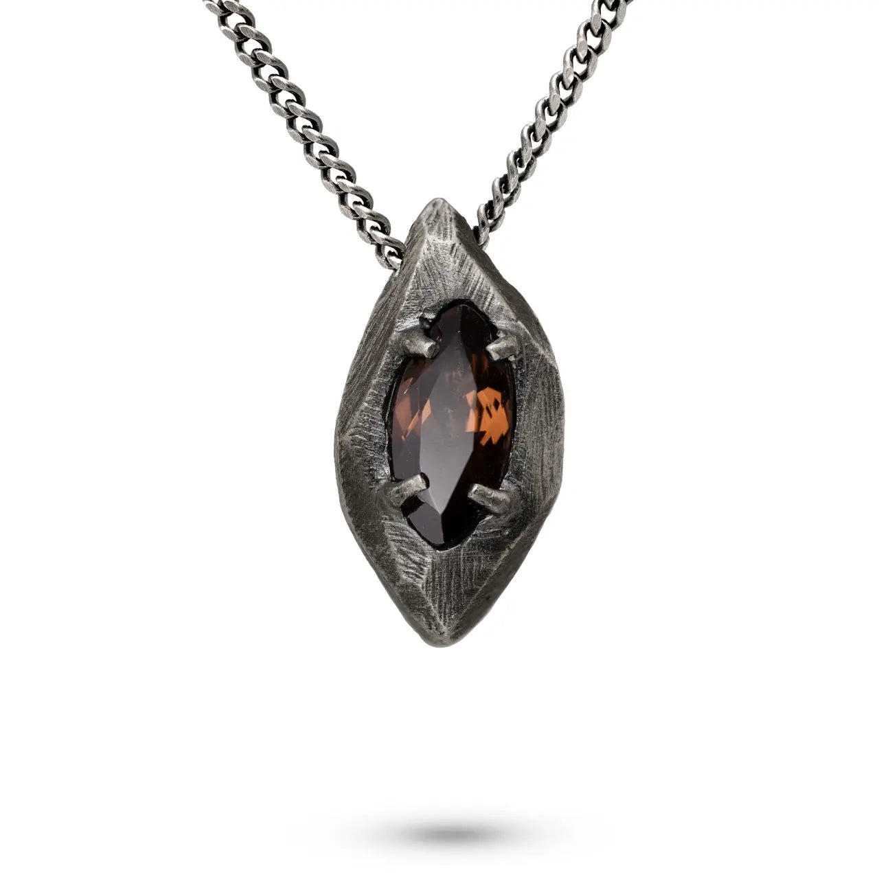 Smoky Quartz Necklace Oxidized Silver Marquise