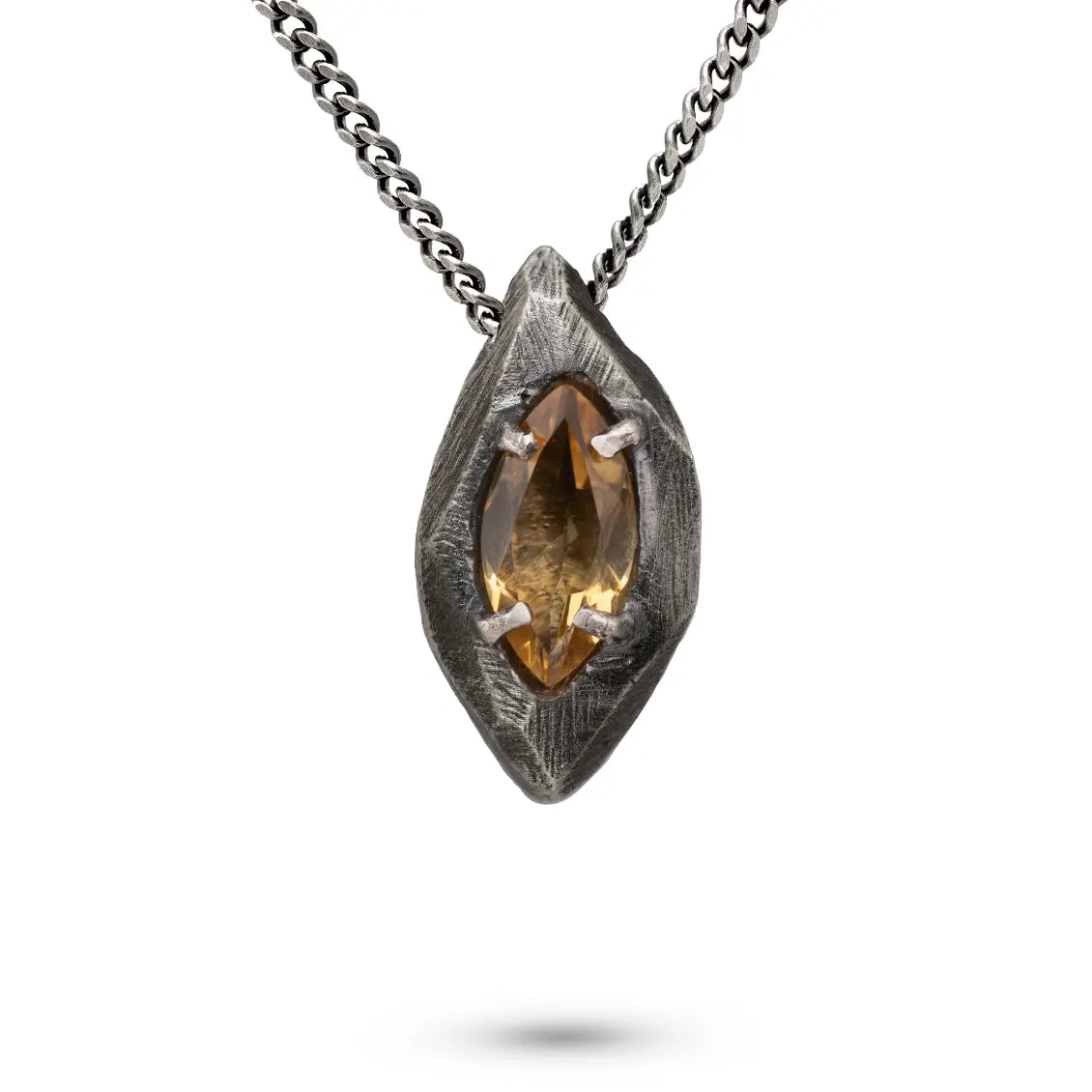 Citrine Necklace Oxidized Silver Marquise