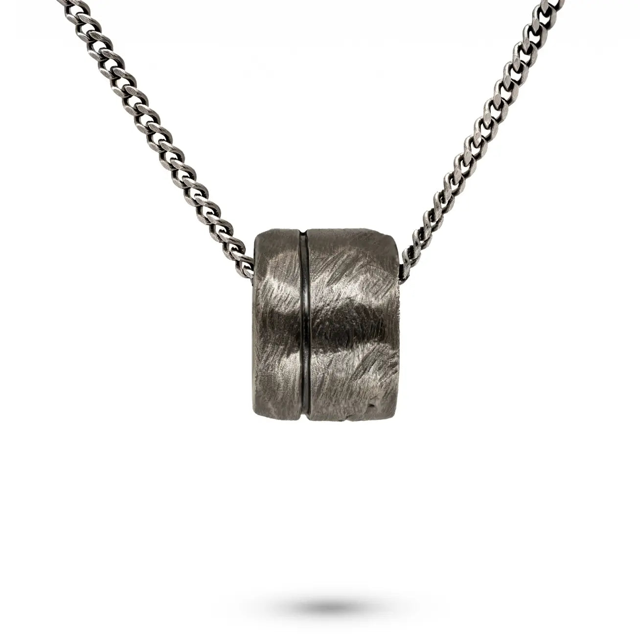 Brutalist Circle Necklace Oxidized Silver 925
