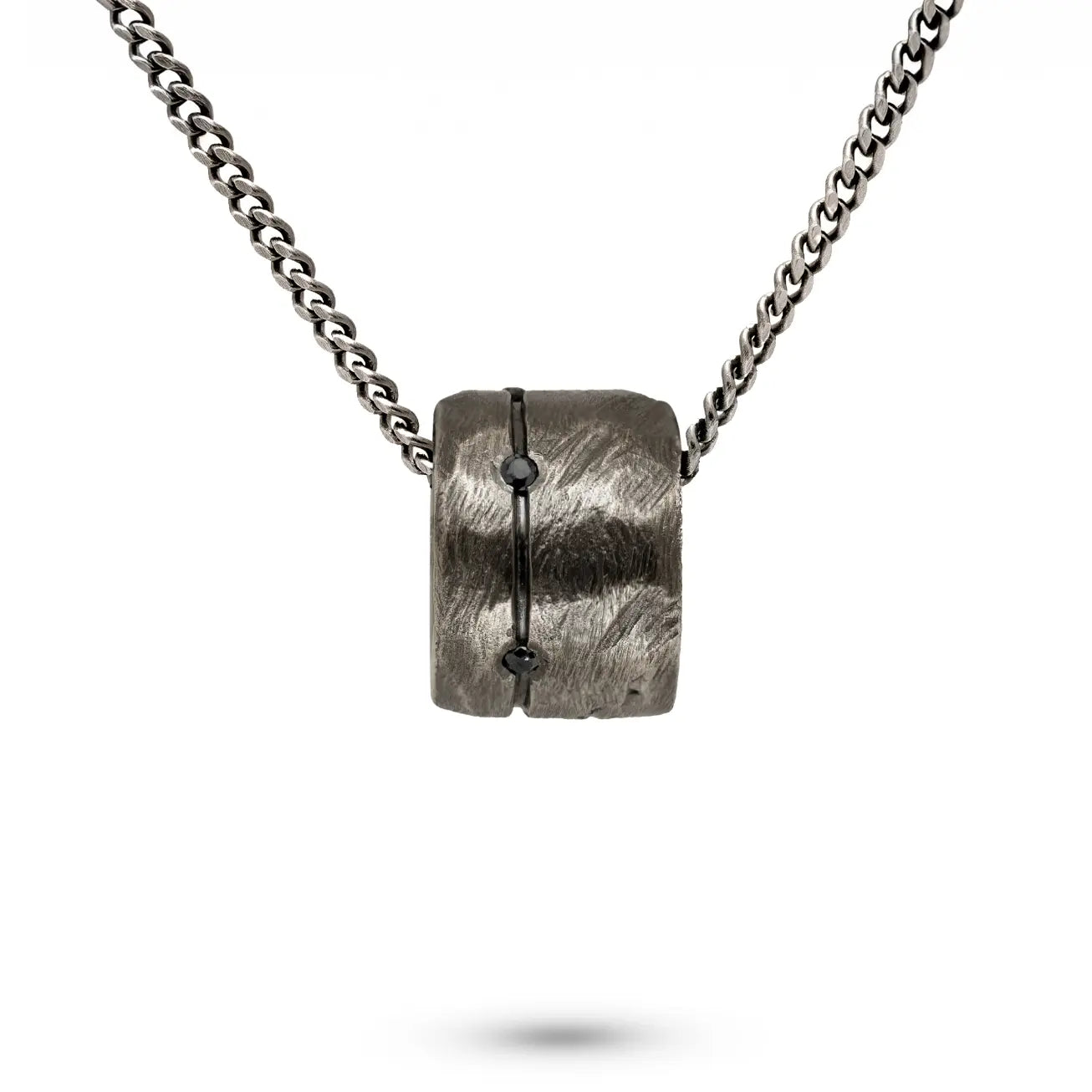Circle Necklace Oxidized Silver 925 Black Diamonds