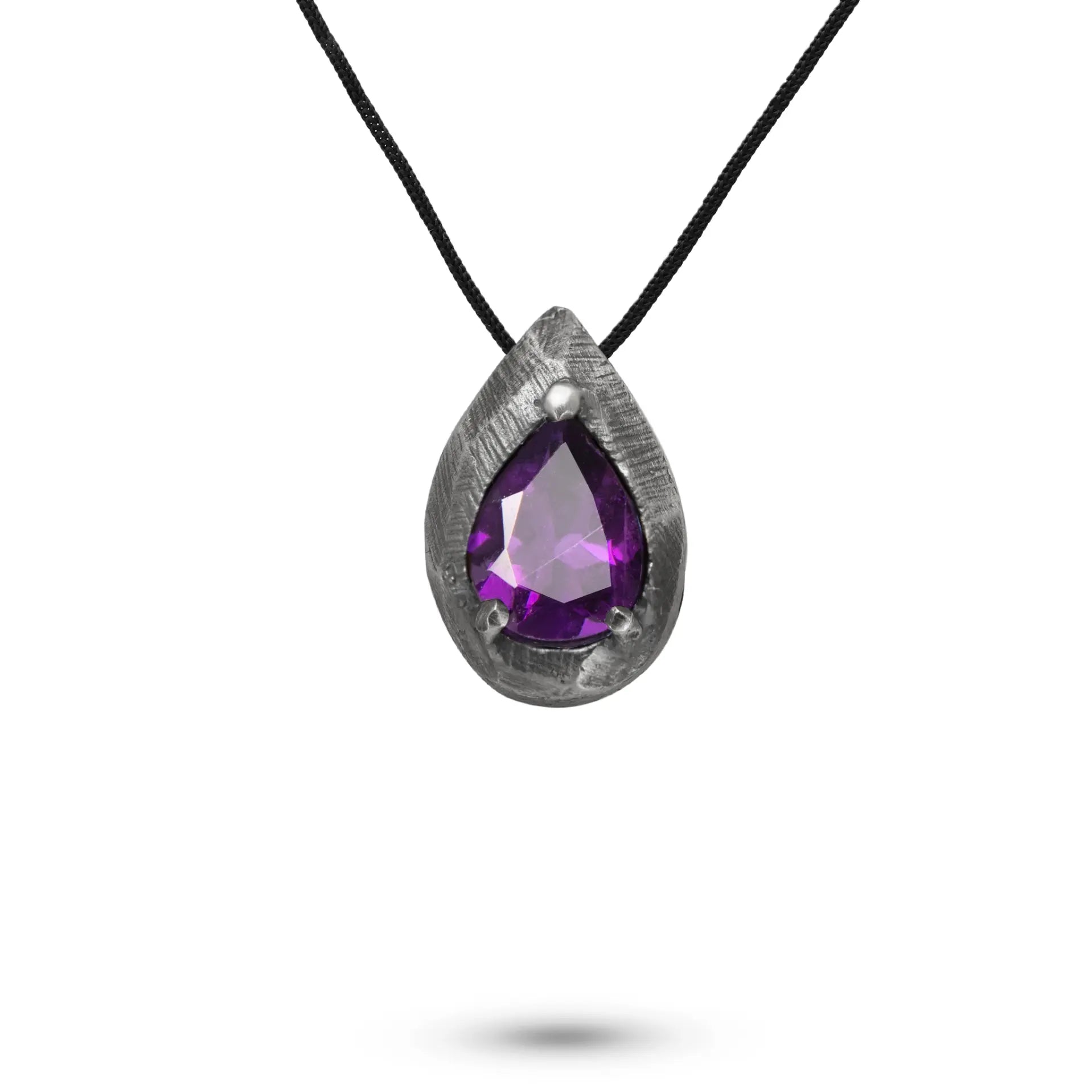 Purple Amethyst Necklace Oxidized Silver