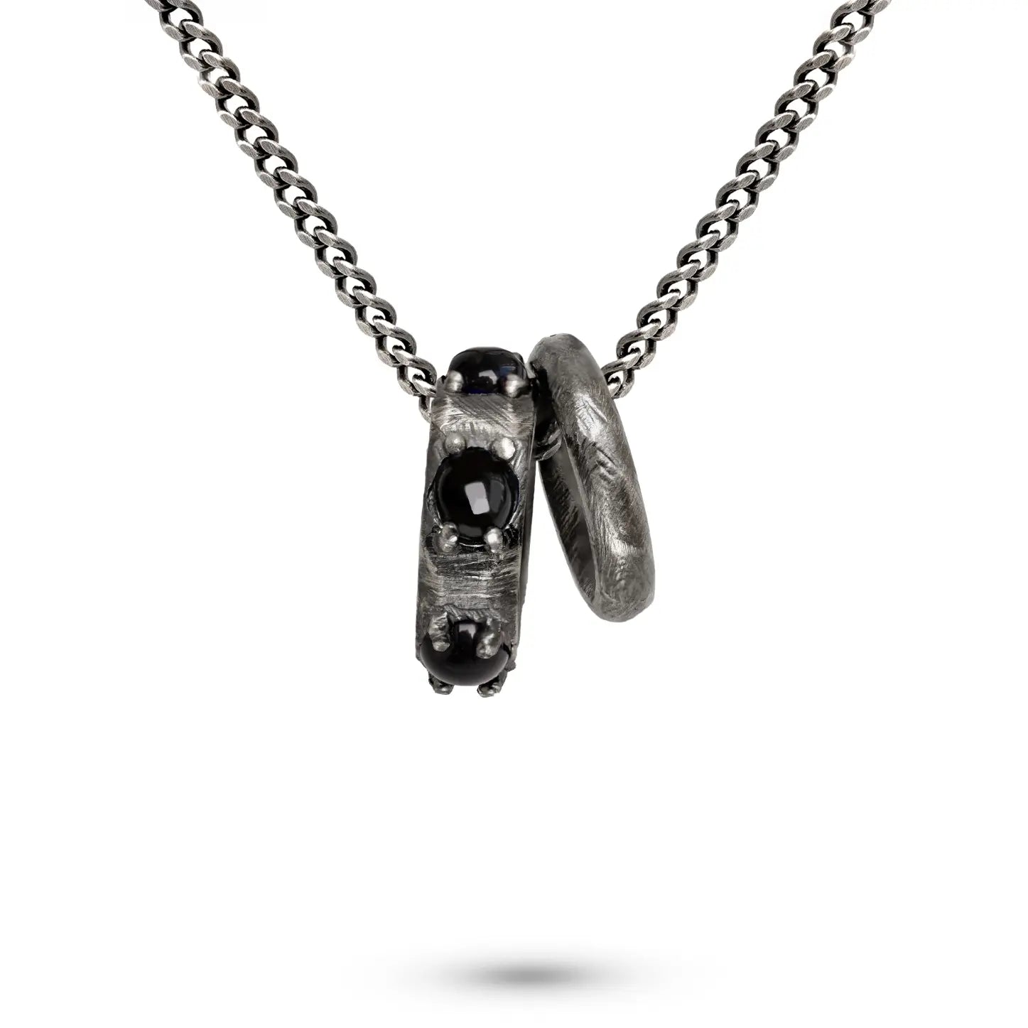 Circles Necklace Oxidized Silver 925 Black Onyx