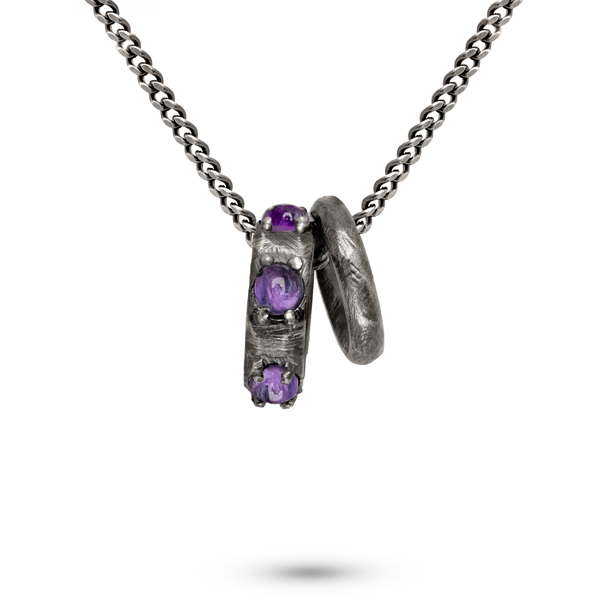 Circles Necklace Oxidized Silver 925 Amethyst