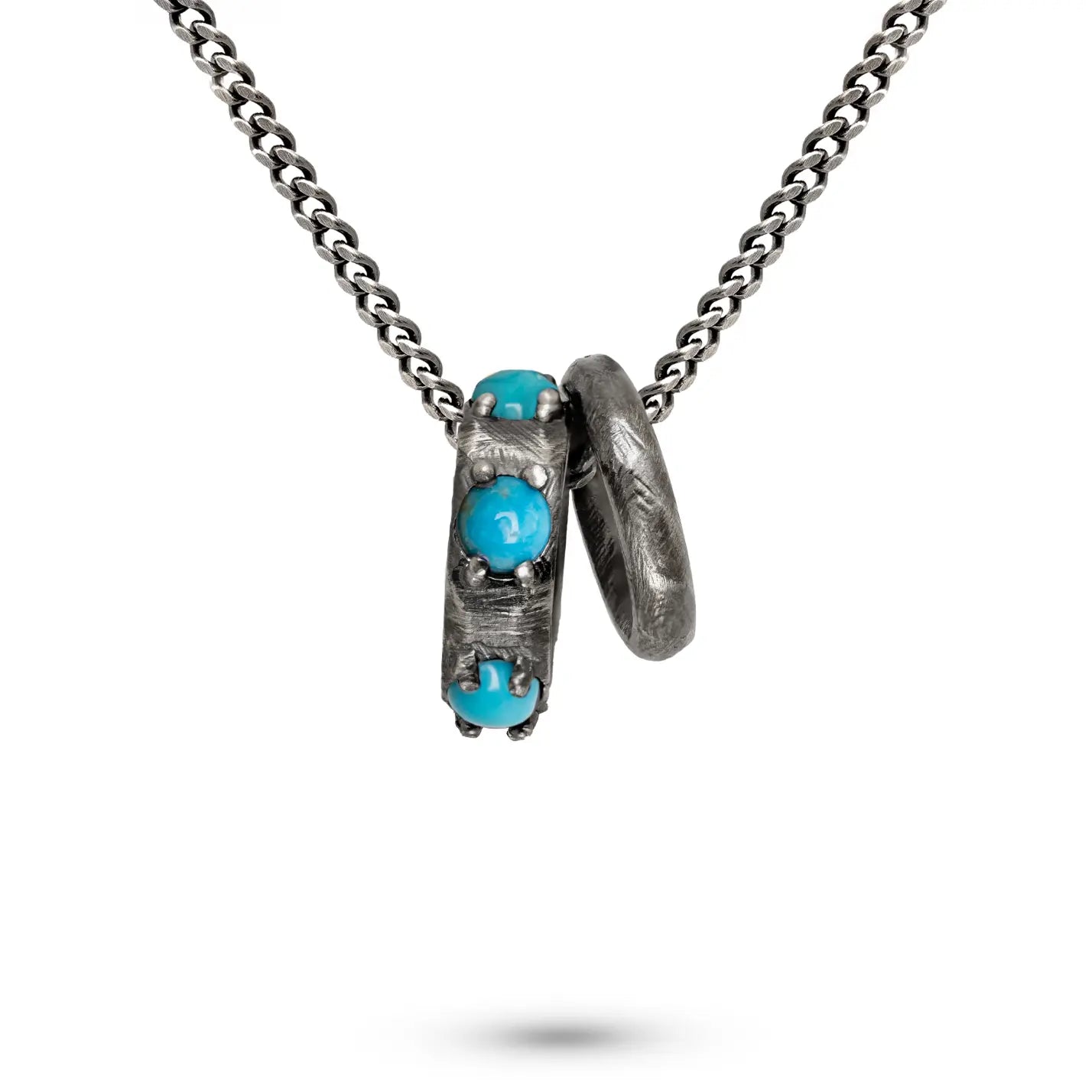 Circles Turquoise Necklace Oxidized Silver