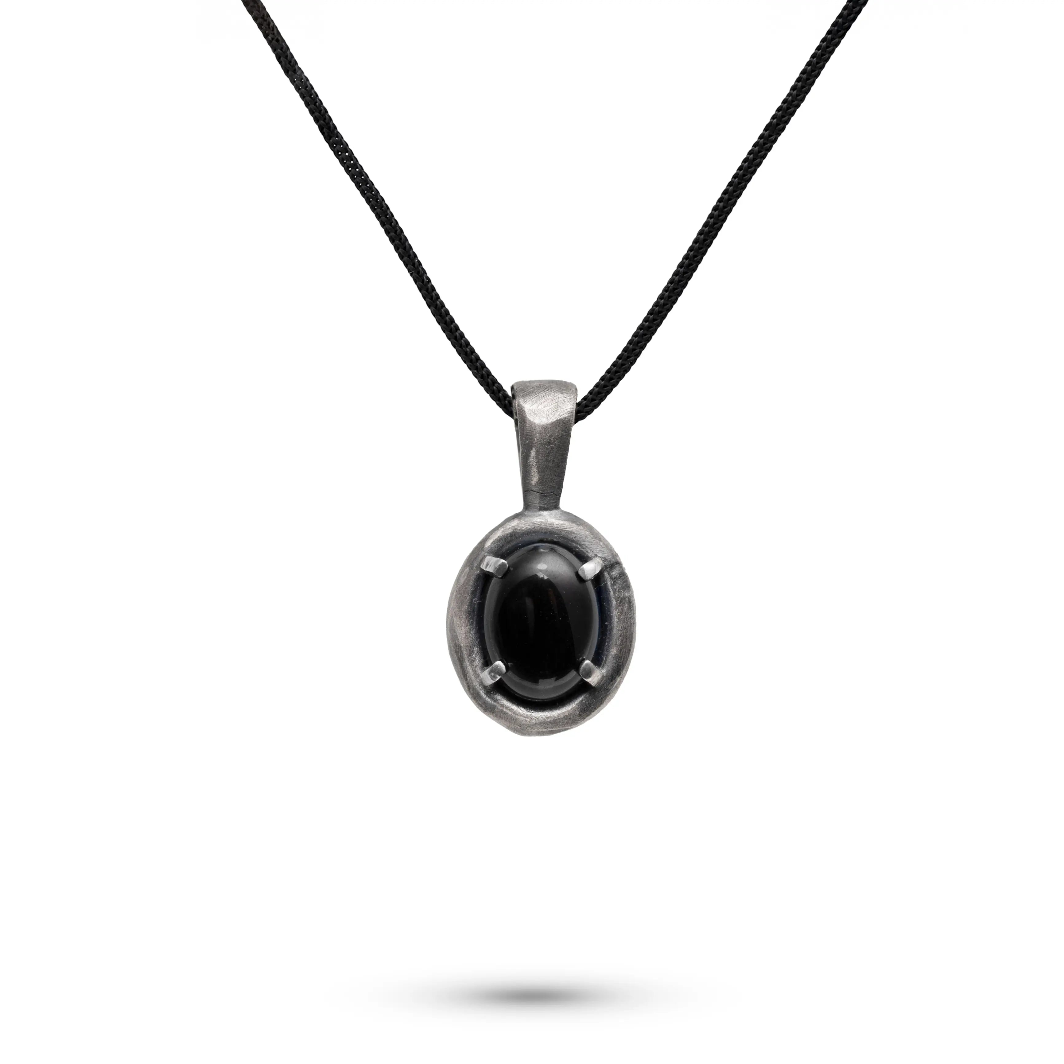 Black Onyx Necklace Oxidized Silver 925