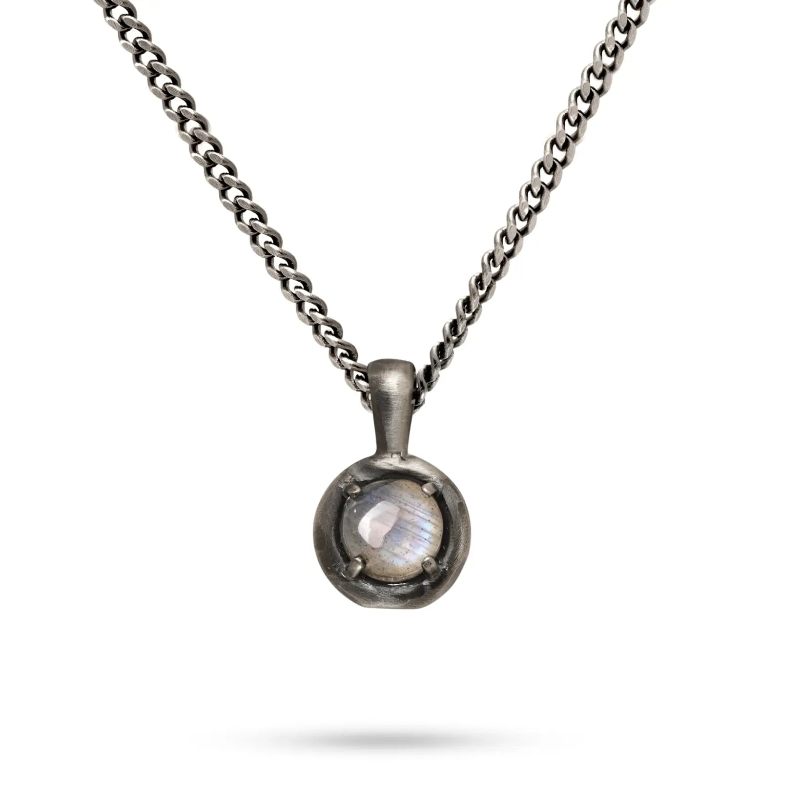 Moonstone Necklace Oxidized Silver 925