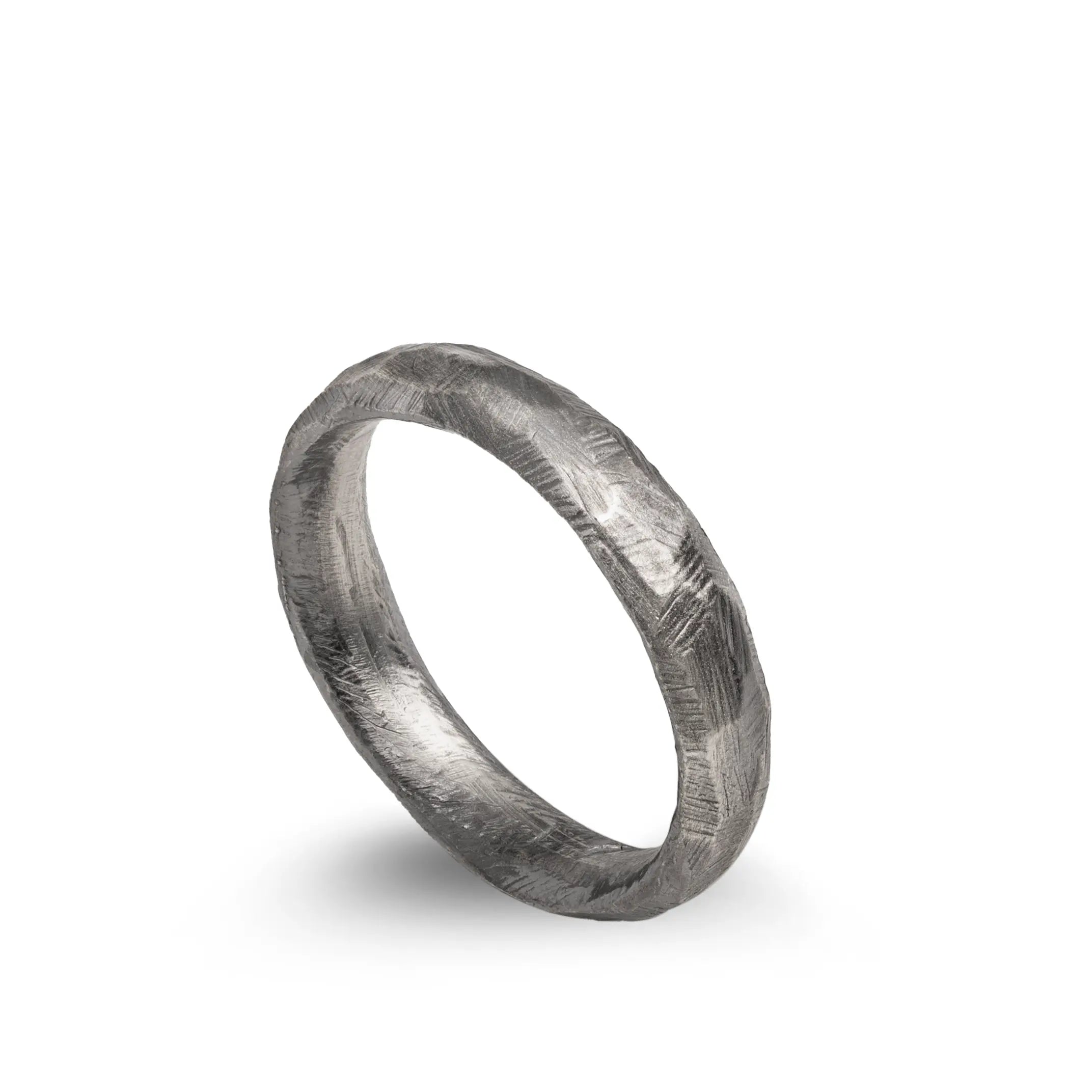 Faceted Band Ring Oxidized Silver 925