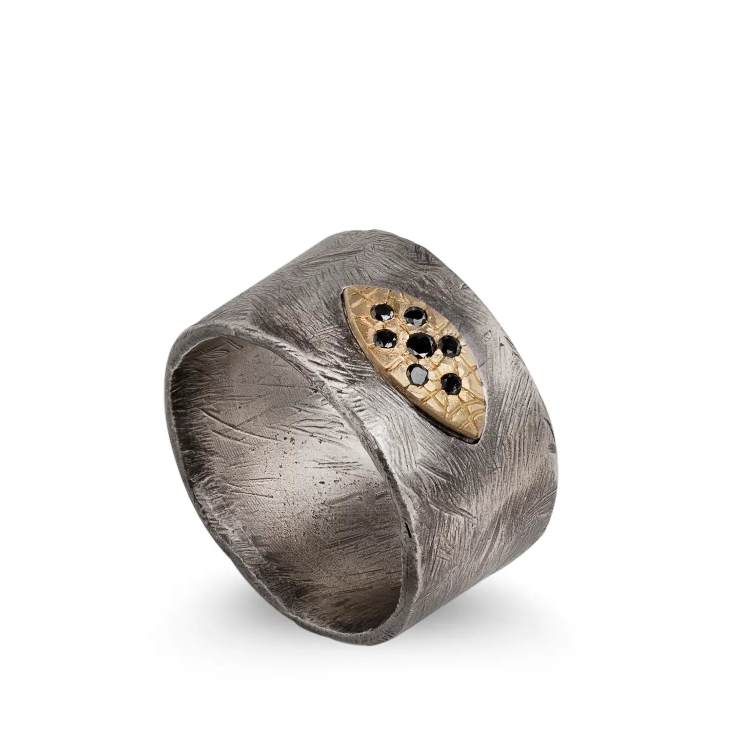 14K Gold Oxidized Silver Eye Ring Kyklos Jewelry