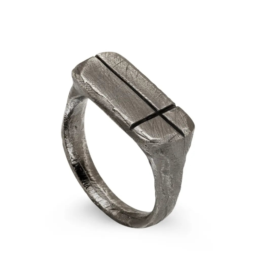 Signet Cross Ring Oxidized Silver 925