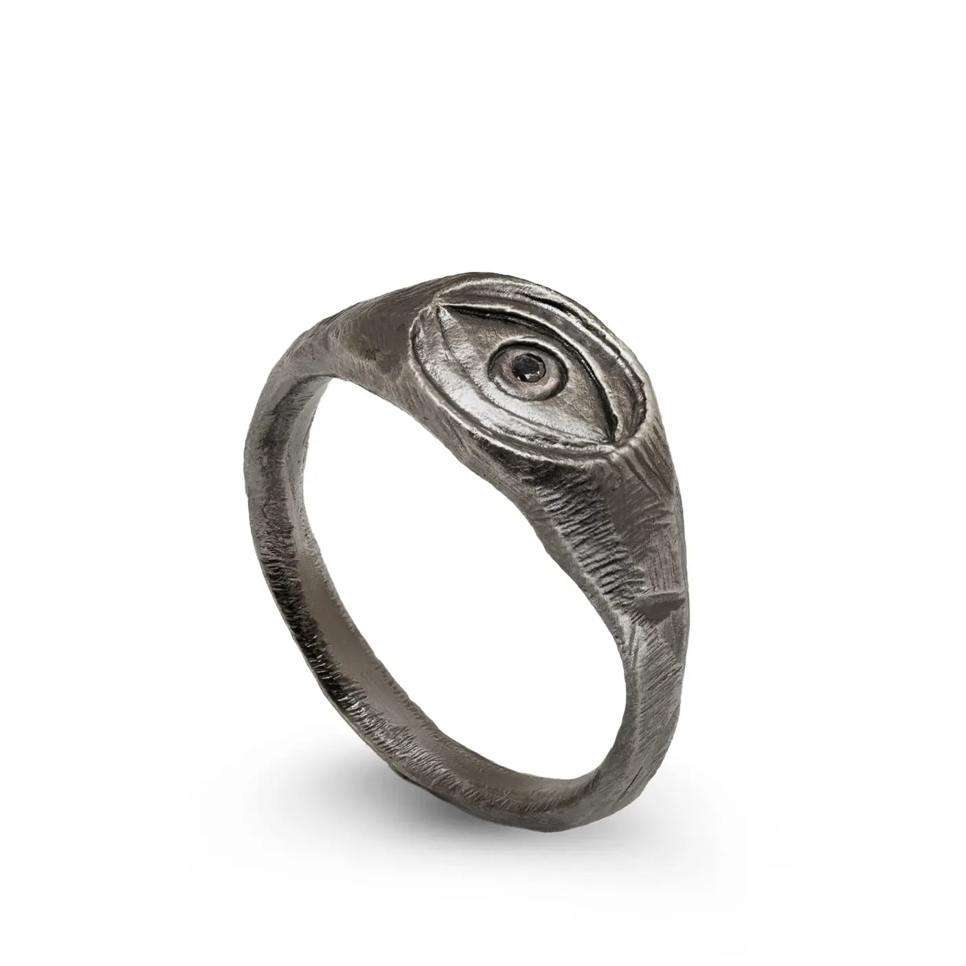 Eye Ring Black Diamond Oxidized Silver 925