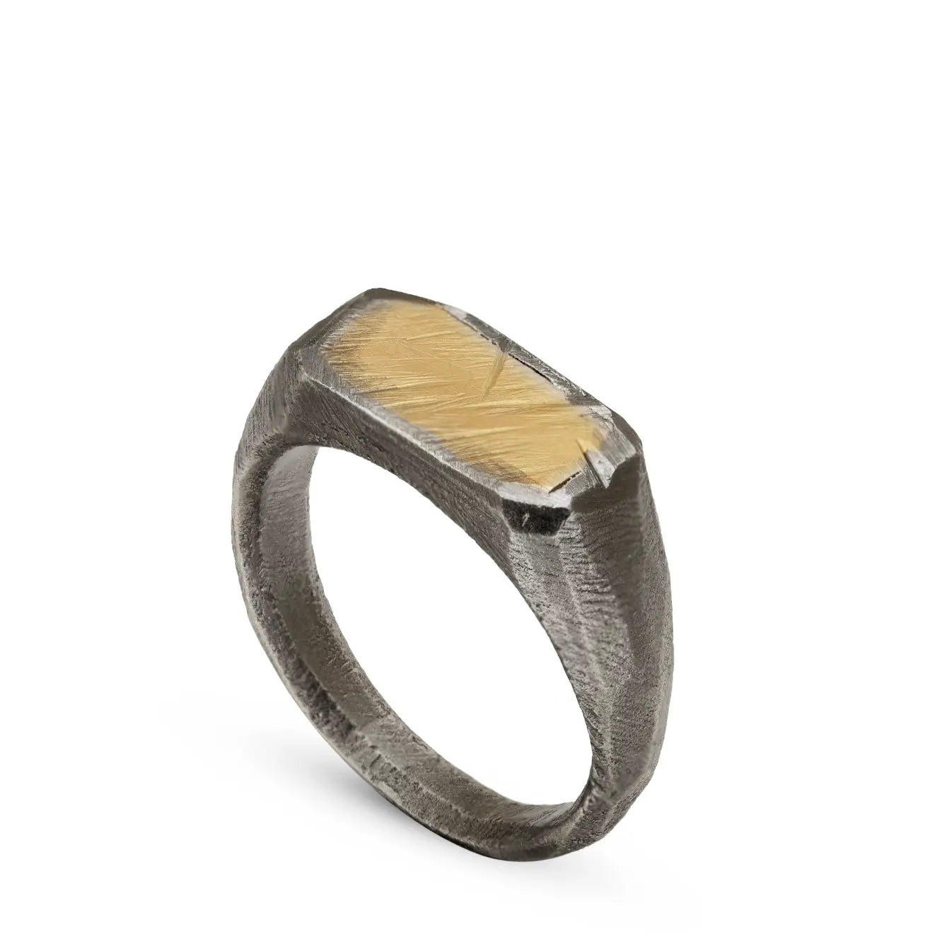 14K Gold Oxidized Silver 925 Signet Ring