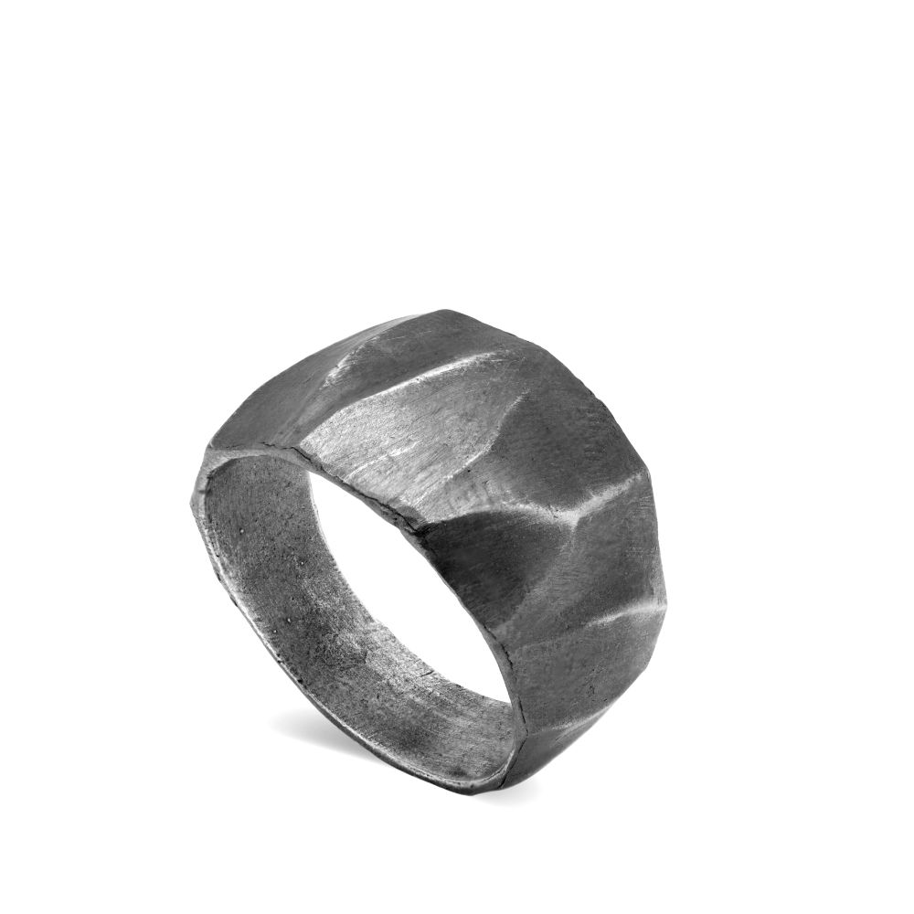 Brutalist Ring Oxidized Silver 925