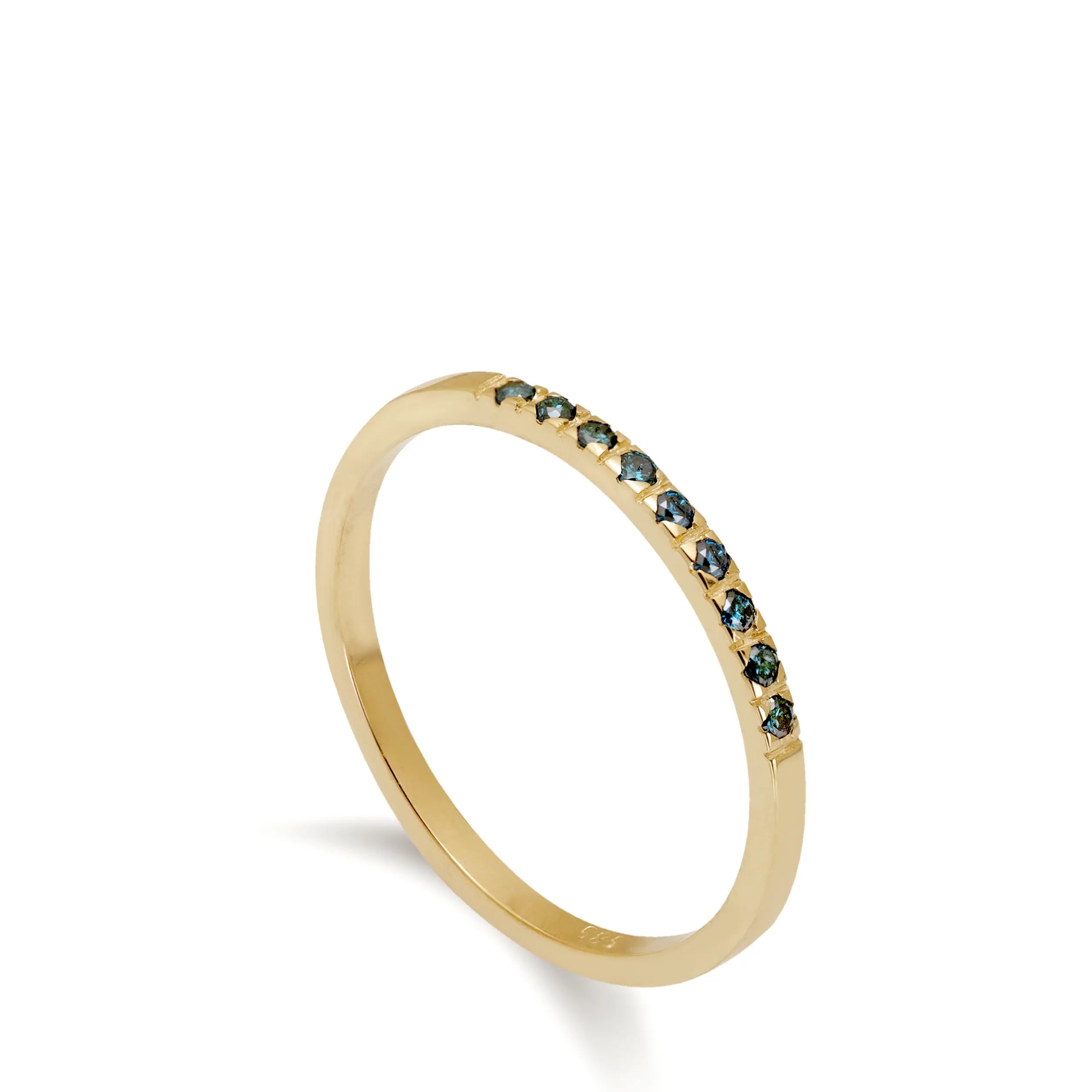 9 Blue Diamond Wedding Band 14K Gold by Kyklos