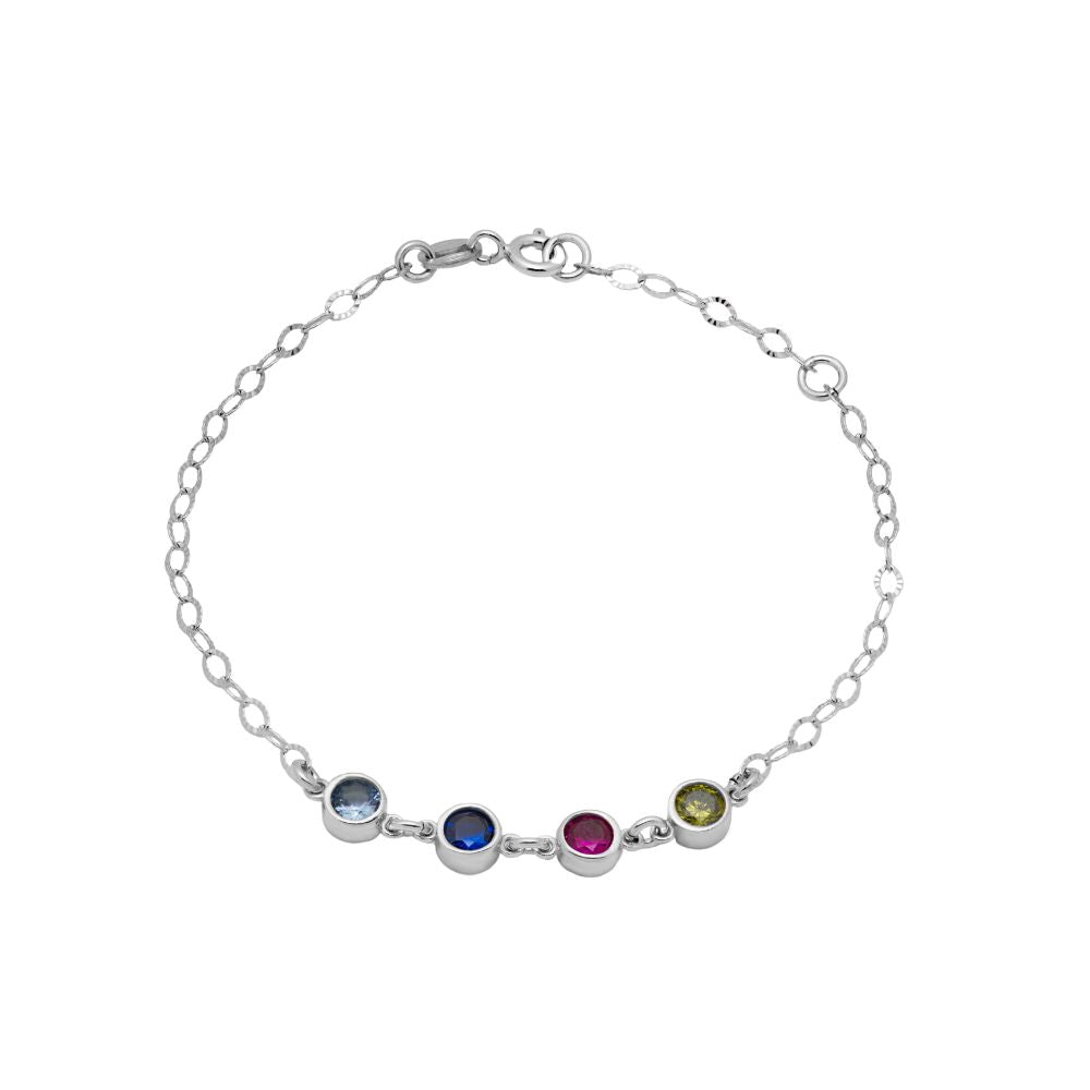 Family Birthstone Bracelet Sterling Silver