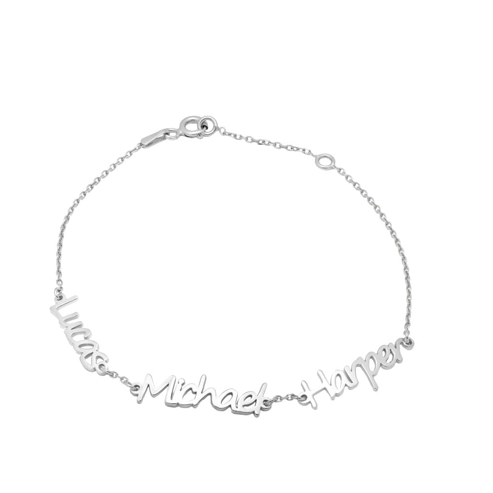 Personalized Silver Bracelet Multiple Names