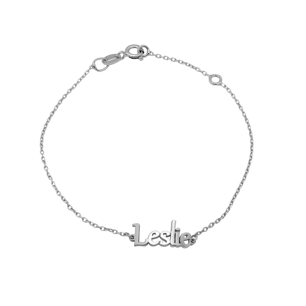 Custom Name Bracelet 14K White Gold