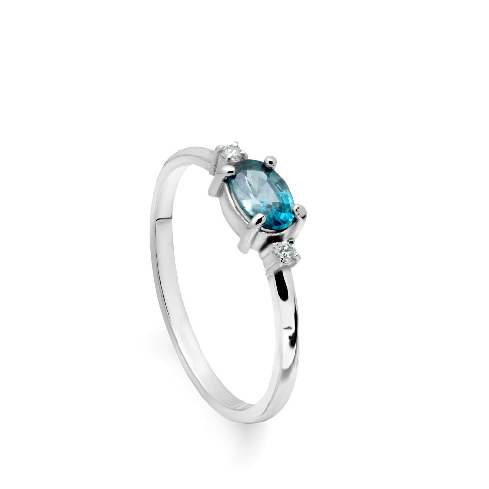 Blue Zircon Diamond Engagement Ring