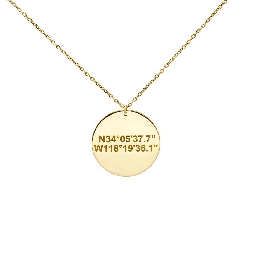 Discover our stunning Coordinate Necklace Custom Engraved Disc, perfect for adding a personal touch to your jewelry collection. Shop now!
