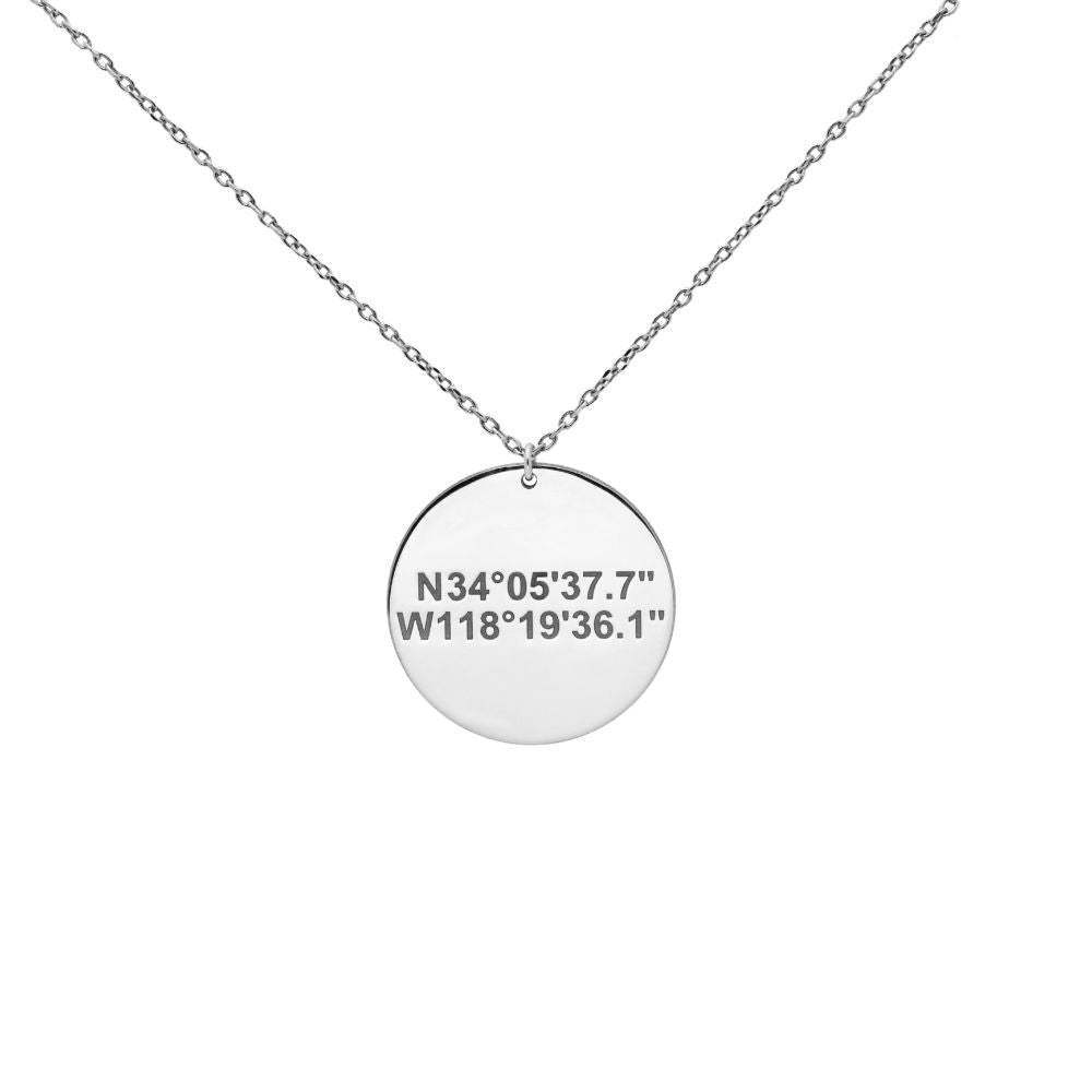 Personalized Disc Necklace Coordinates Silver 925