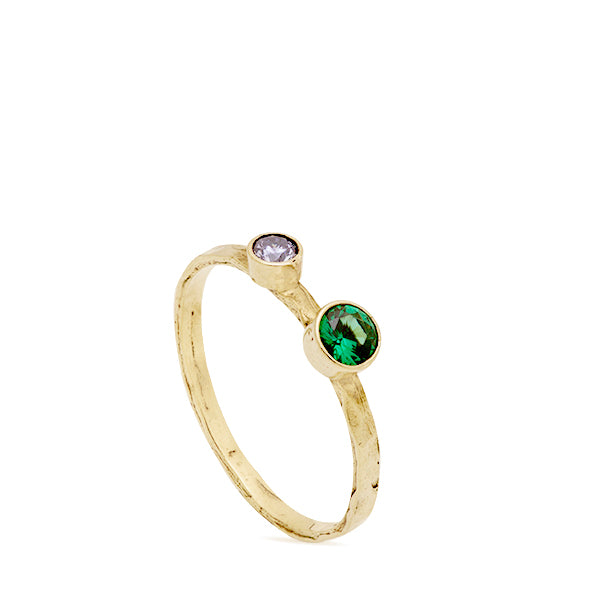 Double Birthstone Ring Sterling Silver