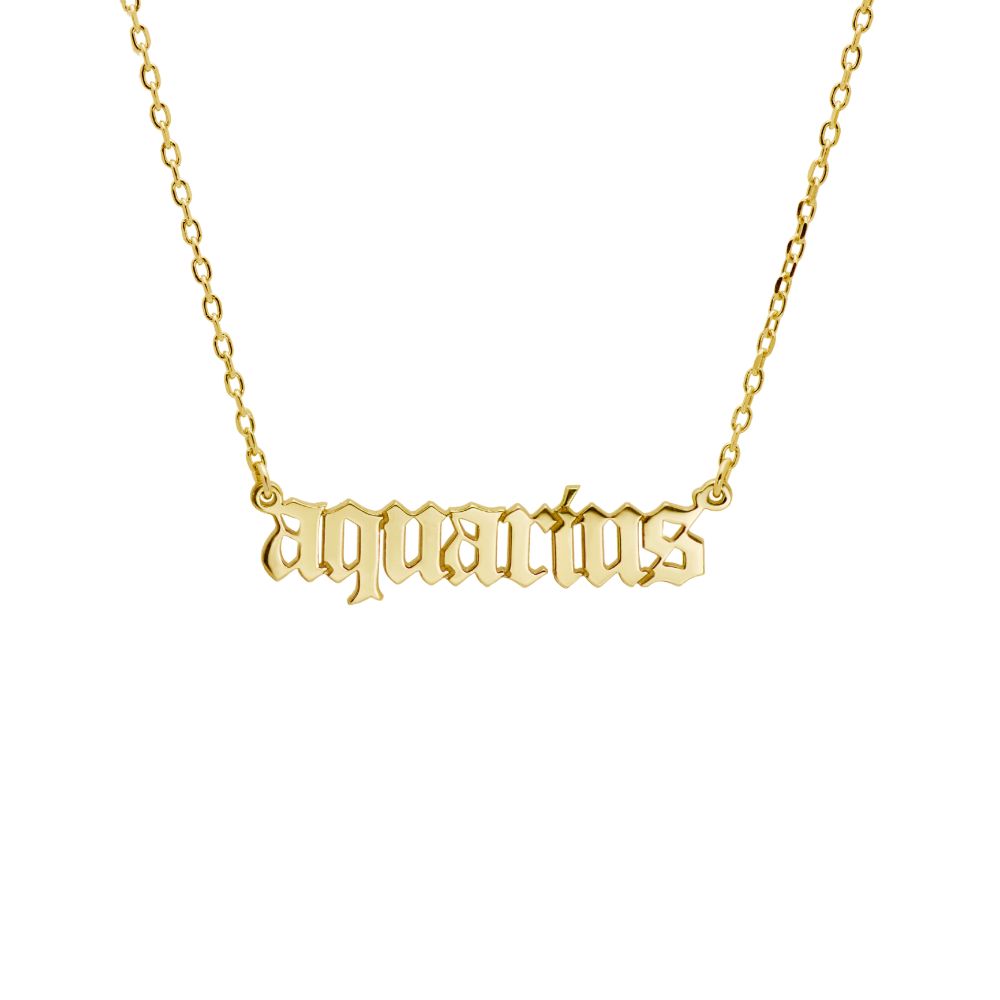 Old English Zodiac Silver Necklace