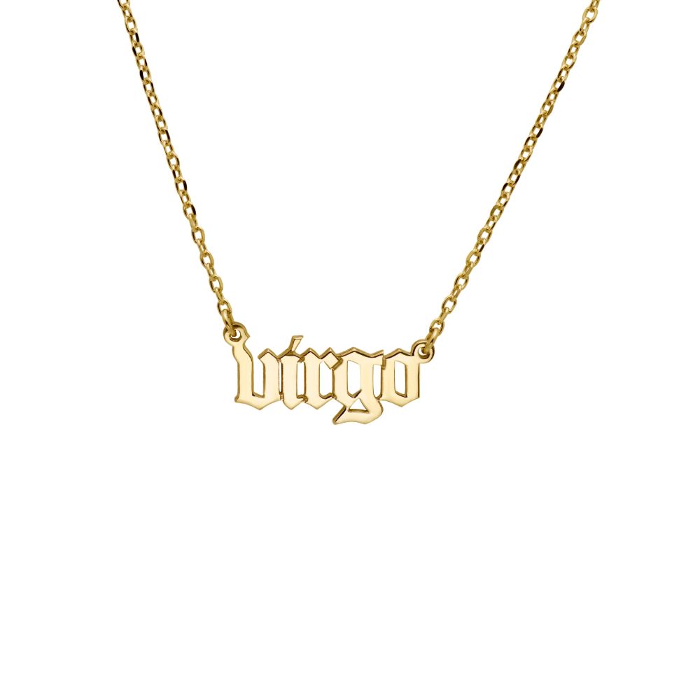 Old English Zodiac Silver Necklace