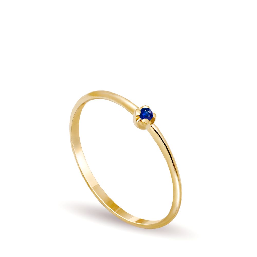 Solitaire Blue Sapphire Ring 14K Gold