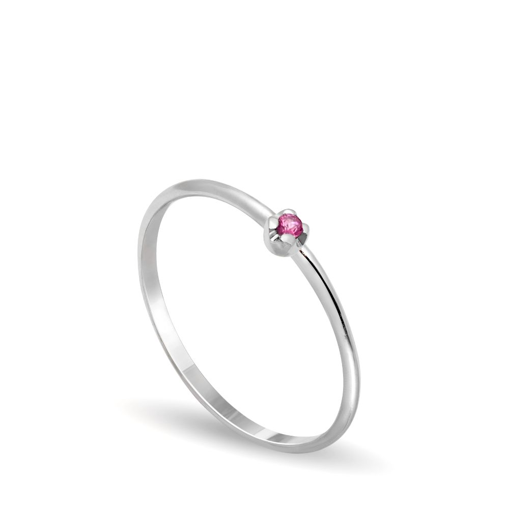 Pink Sapphire Ring 14K White Gold