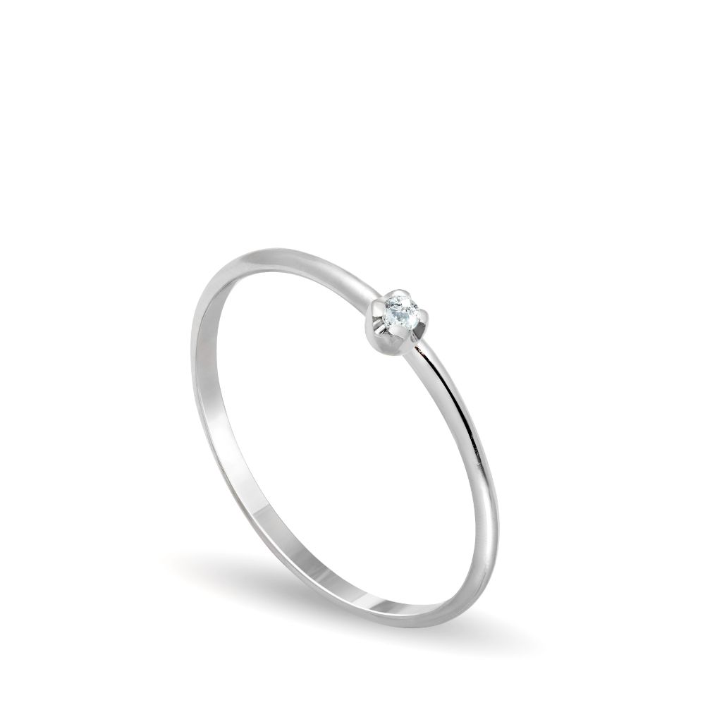 14K White Gold Solitaire Diamond Ring
