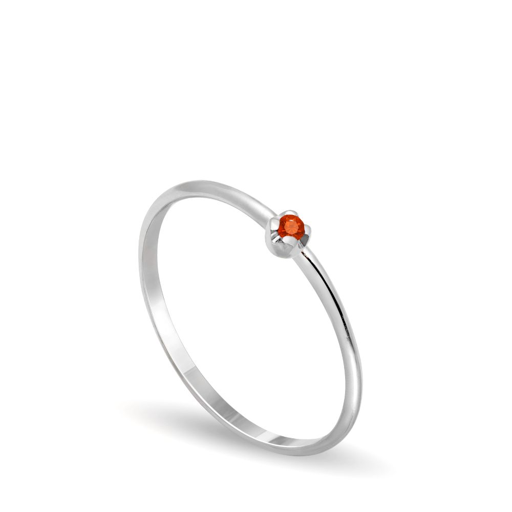 Orange Sapphire Ring 14K White Gold
