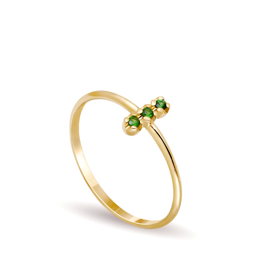 14K Gold Bar Ring Tsavorite