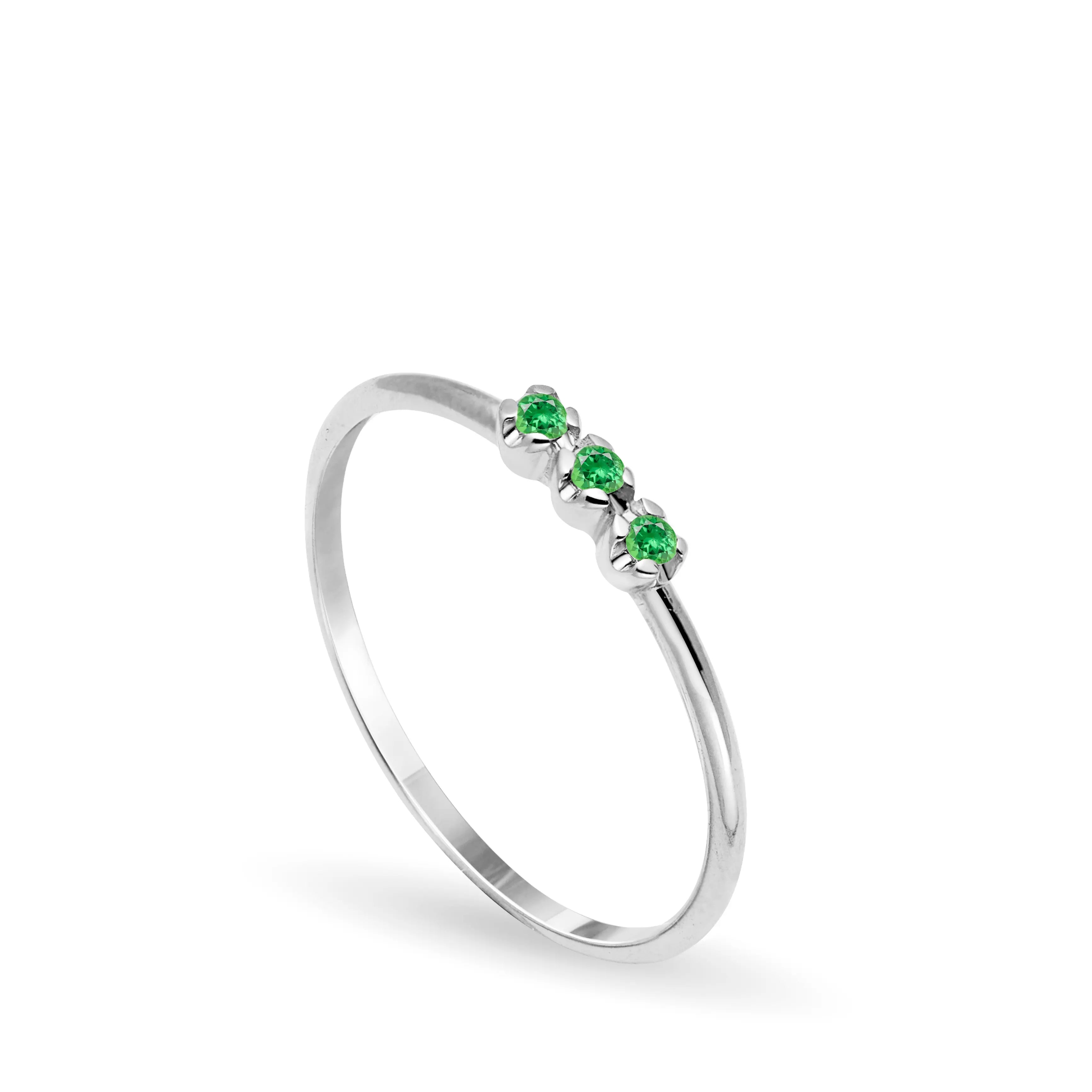 14K Gold 3 Tsavorite Ring - White Gold