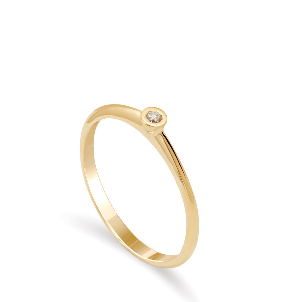 Solitaire Brown Diamond Ring 14K Gold Kyklos Jewelry