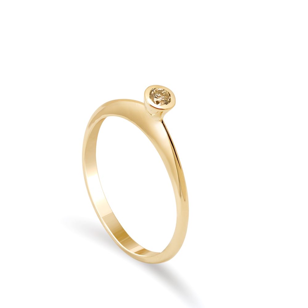 14K Gold Solitaire Brown Diamond Ring