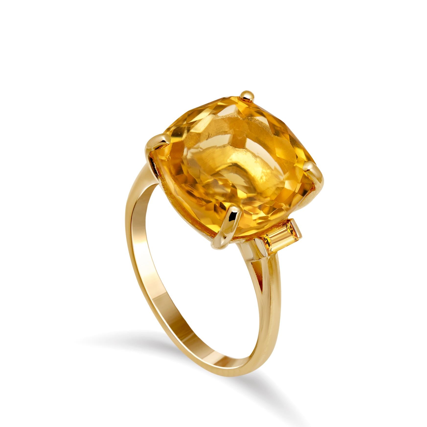 Citrine Ring 14K Gold Cocktail for Women