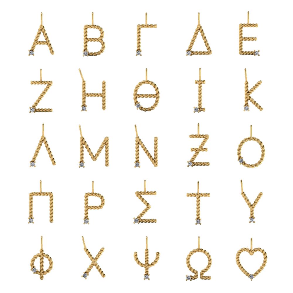Greek Letter Necklace 14K Gold by Kyklos Jewelry