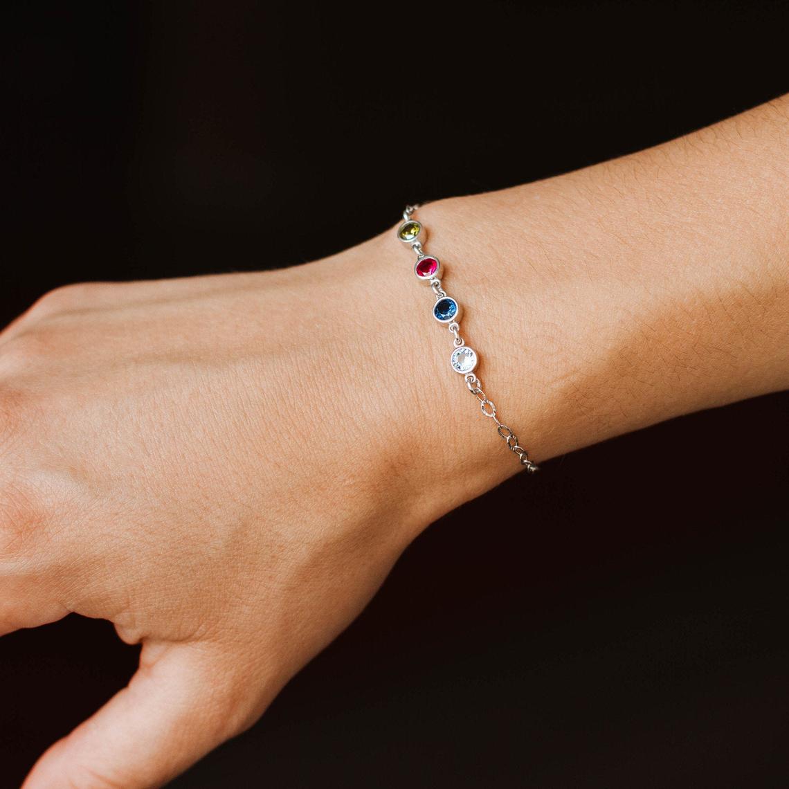 Family Bracelet Birthstone Sterling Silver