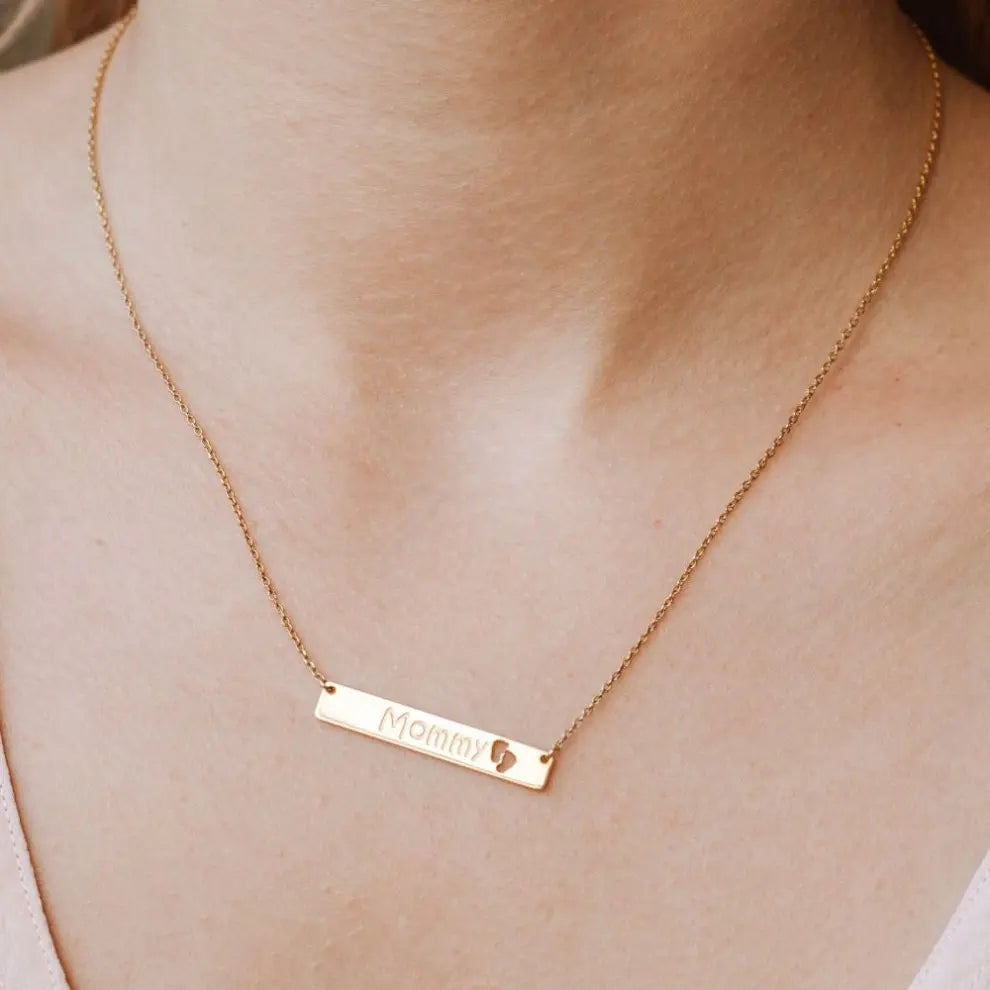 Mοmmy Bar Necklace Sterling Silver