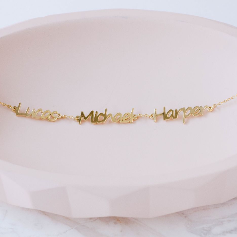 Personalized Silver Bracelet Multiple Names