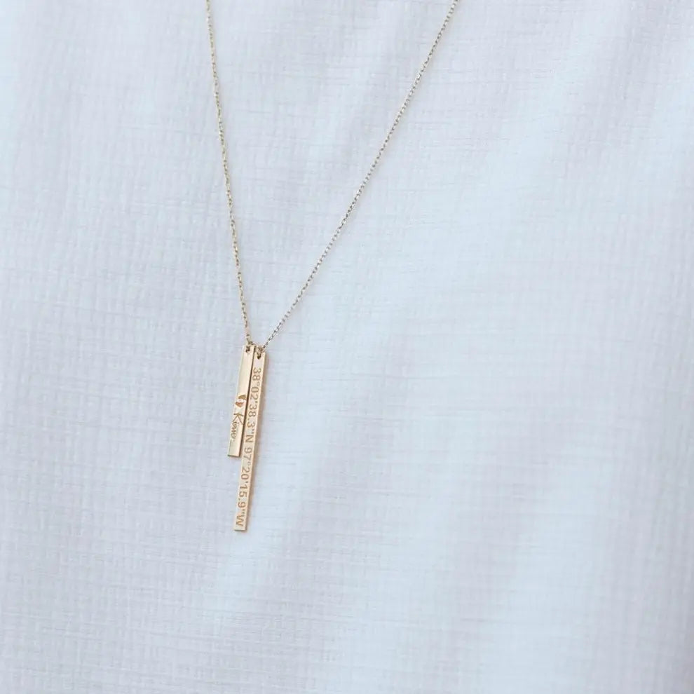 Custom Vertical Bar Necklace Sterling Silver 925