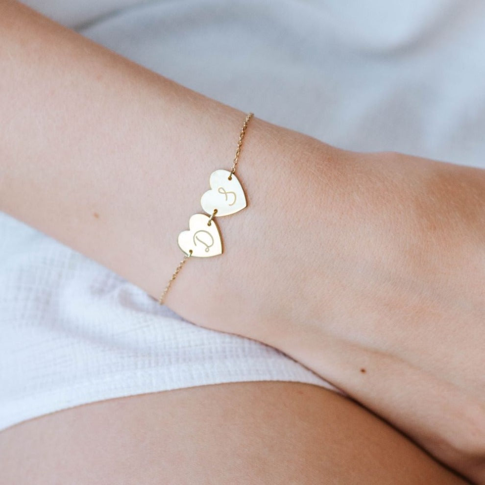 Custom Initial Heart Charm Bracelet